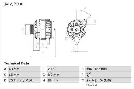 0986038740 Генератор BOSCH підбір по vin на Brocar
