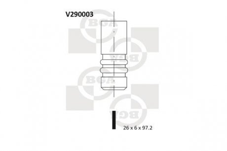 V290003 Клапан выпуск. Vectra/Omega/Zafira 2.0/2.2d (X20DTH/Y20DTH/X20DTH/Y22DTR) (26x6x97) BGA подбор по vin на Brocar