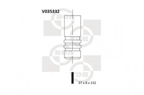 V035332 Клапан выпуск. Escort/Orion 1.6i -90 (37x8x132) BGA підбір по vin на Brocar