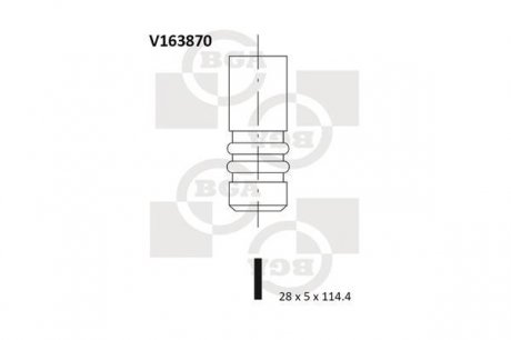 V163870 Клапан двигателя BGA підбір по vin на Brocar