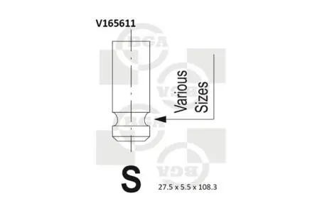 V165611 Клапан двигателя BGA подбор по vin на Brocar