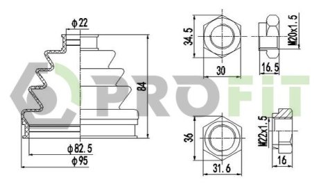 27100027XLB Пильник ШРУС PROFIT підбір по vin на Brocar