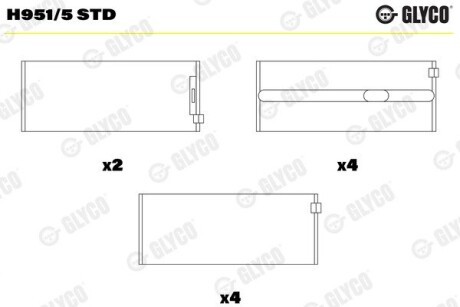 H9515STD Вкладыши GLYCO подбор по vin на Brocar