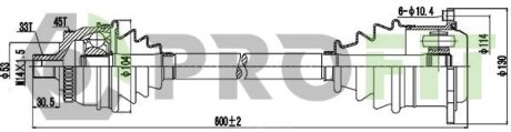 27300201 Піввісь PROFIT підбір по vin на Brocar