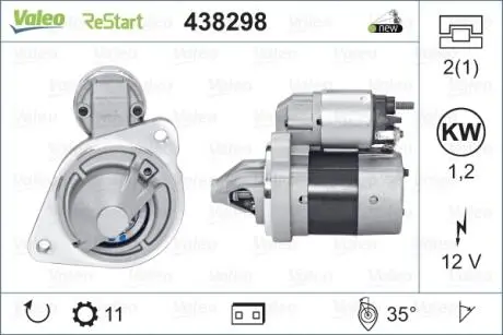 438298 Стартер 438298 VALEO VALEO підбір по vin на Brocar