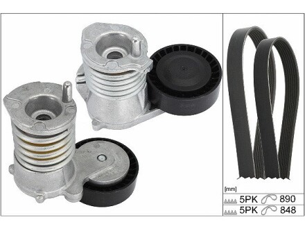 529047710 Комплект ременя генератора Ford Focus 2.5 ST 05-12, (5PK890 + 5PK848) INA підбір по vin на Brocar