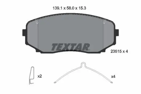 2351505 Колодки гальмівні (передні) Mitsubishi Eclipse/Outlander 12- (Advics) TEXTAR підбір по vin на Brocar