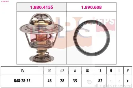 1880415 Термостат (Made in Italy!) Avensis 03-, Corolla -01,Carina 82-,Camry 83-,Hyundai,Kia EPS підбір по vin на Brocar