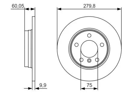 0986479S34 Диск тормозной задн. BMW E36/46 (280*9,9) BOSCH підбір по vin на Brocar