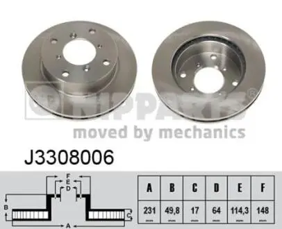 J3308006 Гальмівний диск NIPPARTS підбір по vin на Brocar