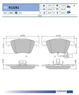 FO912281 Колодки гальмівні дискові FOMAR підбір по vin на Brocar