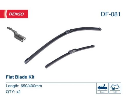 DF081 Щетки стеклоочистителя Flat Blade Kit (650/400) LEXUS/TOYOTA/SUBARU NX/C-HR/Impreza/XV ''16>> DENSO підбір по vin на Brocar