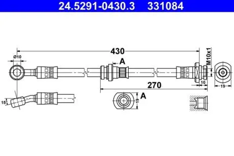 24529104303 Тормозной шланг ATE подбор по vin на Brocar