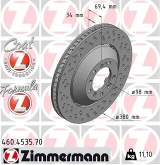 460453570 TARCZA HAMULC. PORSCHE CAYMAN (981) 15- PP ZIMMERMANN подбор по vin на Brocar