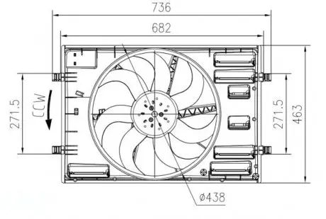 47916 Вентилятор охолодження двигуна Audi Q2/Q3/VW Tiguan/Touran 15- (з дифузором) (d=438mm) NRF підбір по vin на Brocar
