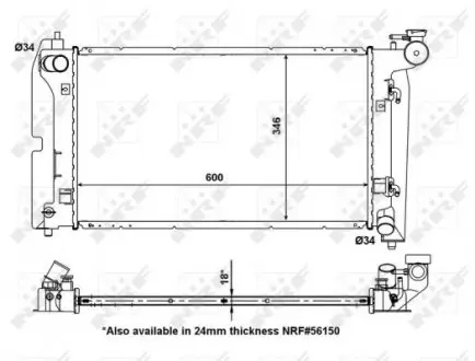 53325 Радиатор охлаждения Toyota Corolla 1.6VVT-i/1.8VVT-i 01-08 NRF підбір по vin на Brocar