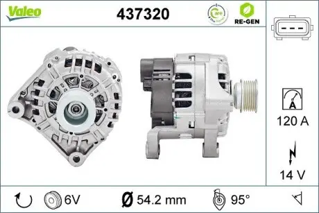 437320 Генератор 437320 VALEO VALEO підбір по vin на Brocar