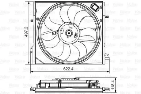 698582 Вентилятор охолодження двигуна NISSAN/RENAULT Qashqai/X-Trail/Kadjar ''1,2-1,6 ''13>> VALEO підбір по vin на Brocar