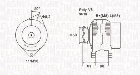 063731643010 ALTERNATOR CITROËN JUMPER 2.8 HDI 00- MAGNETI MARELLI підбір по vin на Brocar