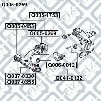 Q0050269 САЙЛЕНТБЛОК ЗАДНИЙ ПЕРЕДНЕГО РЫЧАГА Q-FIX подбор по vin на Brocar