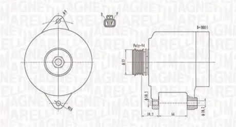 063731409010 ALTERNATOR MAZDA 323 1.9 16V 98-04 MAGNETI MARELLI подбор по vin на Brocar