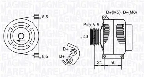 063377013010 Генератор MAGNETI MARELLI підбір по vin на Brocar