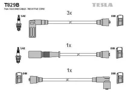 T829B Комплект кабелей зажигания TESLA подбор по vin на Brocar