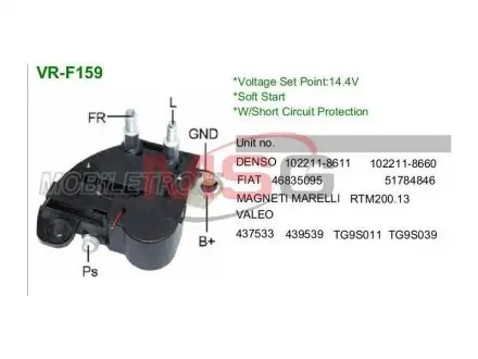 VRF159 Регулятор напруги генератора MOBILETRON підбір по vin на Brocar