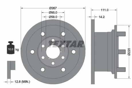 93019400 Гальмівний диск 93019400 TEXTAR TEXTAR підбір по vin на Brocar