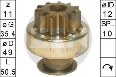 ZN1718 Бендикс стартера ZEN підбір по vin на Brocar