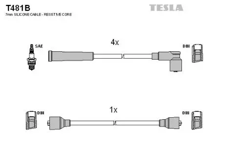 T481B Комплект кабелей зажигания TESLA подбор по vin на Brocar