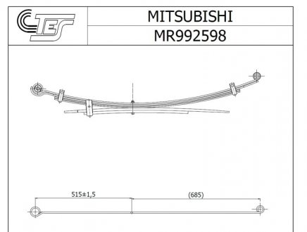 MR9925980019ZT Ресора задня Mitsubishi L200 2.5 DI-D 05-15 (к-кт 6 листів) (70/515/685), 2/7+2/6+2/13мм. TES підбір по vin на Brocar
