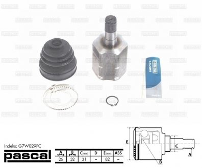 G7W029PC ШРУС внутренний PASCAL подбор по vin на Brocar