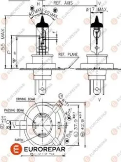 1616431180 Автолампочка H4 12V-60/55W EUROREPAR подбор по vin на Brocar