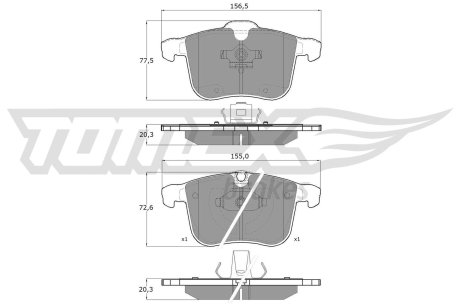 1619 KLOCKI HAMULC. OPEL VECTRA C 3,0 V6 CDTI 03-08 TOMEX подбор по vin на Brocar