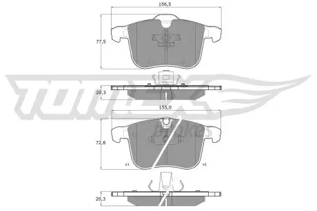 1619 KLOCKI HAMULC. OPEL VECTRA C 3,0 V6 CDTI 03-08 TOMEX подбор по vin на Brocar