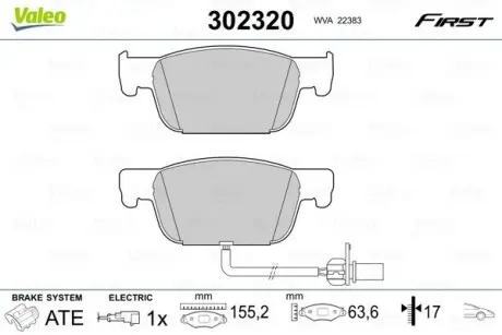 302320 Гальмівні колодки дискові AUDI A4 Allroad/A4 Avant/A5/S5 "1,4-3,0 "F "15>> VALEO підбір по vin на Brocar