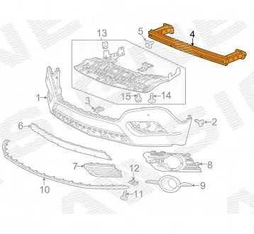 PBK44001A УСИЛИТЕЛЬ ПЕРЕДНЕГО БАМПЕРА SIGNEDA подбор по vin на Brocar