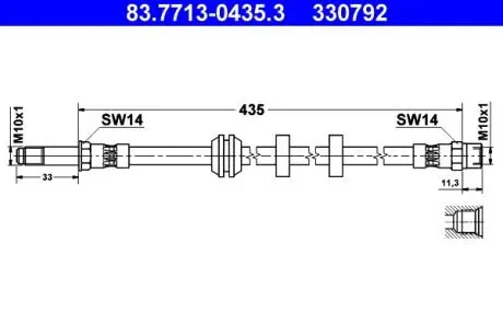 83771304353 Przewód ham. 330792 ATE підбір по vin на Brocar