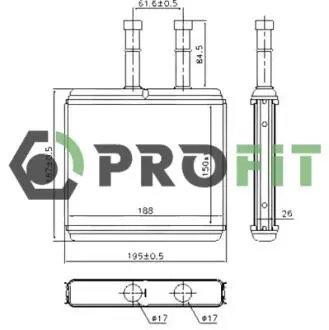17600102 Радиатор печки PROFIT підбір по vin на Brocar