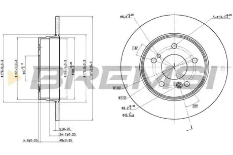 CD6819S Гальмівний диск зад. MB W202/W203/W210/SLK -11 (278x9) BREMSI підбір по vin на Brocar