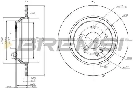 CD8764V Тормозной диск зад. MB Vito (W447) 14- (300x12) BREMSI подбор по vin на Brocar