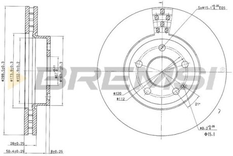 CD7203V Тормозной диск перед. Vito (639) 03- (300x28) BREMSI подбор по vin на Brocar