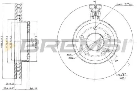 CD7203V Гальмівний диск перед. Vito (639) 03- (300x28) BREMSI підбір по vin на Brocar