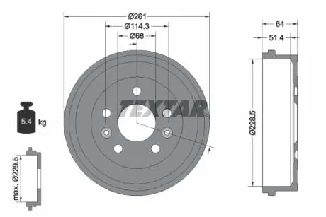94045500 Гальмівний барабан TEXTAR підбір по vin на Brocar