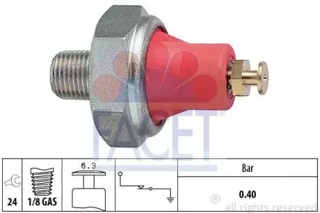70016 Датчик тиску масла Toyota Hilux/Land Cruiser/Haice/Corolla/Carina/ Mazda 626/323 0.8-4.2 81- FACET підбір по vin на Brocar