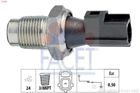 70148 Датчик тиску масла (0,5 bar / 1 конт / чорний) MONDEO 2.2-3.0 00-07 FACET підбір по vin на Brocar