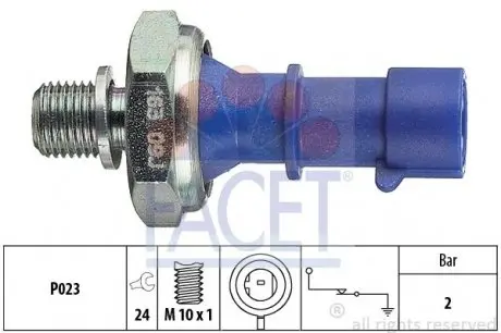 70163 Датчик тиску масла Fiat 500/Doblo/Panda/Punto 1.2-2.2 06- FACET підбір по vin на Brocar