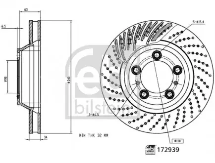 172939 TARCZA HAMULC. PORSCHE 911 (991) 12- LP FEBI BILSTEIN підбір по vin на Brocar