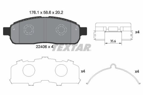 2240601 Колодки гальмівні (передні) Ford F-150/Lincoln Mark LT 05- TEXTAR підбір по vin на Brocar